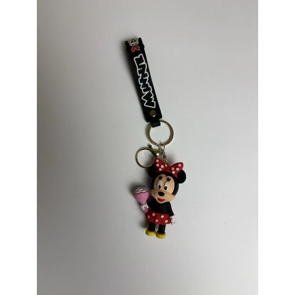 Disney Mickey & Minnie Mouse Keychain Set Strap PVC Charm Key Ring Lot    A6